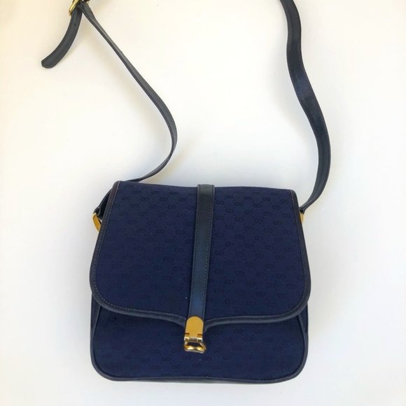Gucci Handbags - Vintage Gucci mini monogram canvas and leather shoulder bag gold hardware